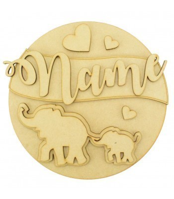 Laser Cut Personalised 3D Detailed Layered Circle Plaque - Elephant Themed